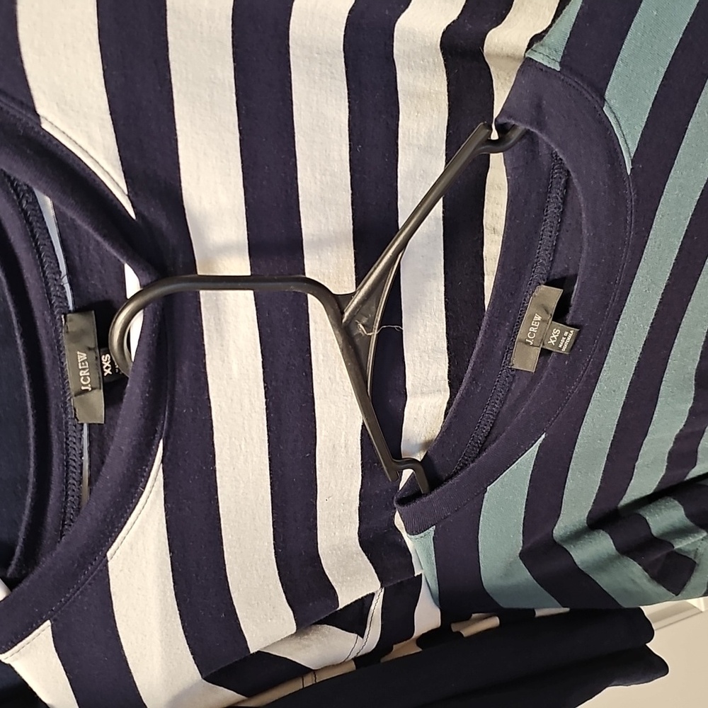 2 J Crew Oversized Wide Sleeved Striped Tees Fits Size Small - Picture 3 of 6
